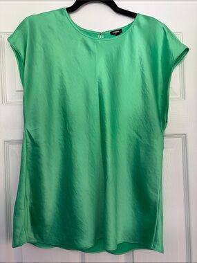 Express Mint Green Satin Cap-Sleeve Blouse